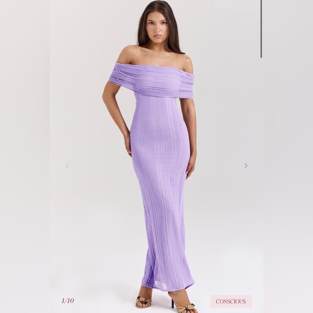 House of CB Lilac Off-Shoulder Strapless Maxi Dress